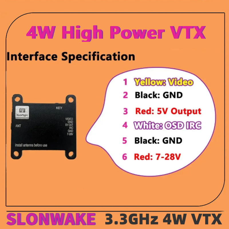 SLONWAKE FPV 3.3G 16CH 4000mW  - огляд і ціна Drone Receiver